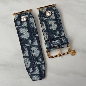 Spark*l Authentic Upcycled Blue Dior Sivella Apple Watch Band - Size 2, 38-41mm